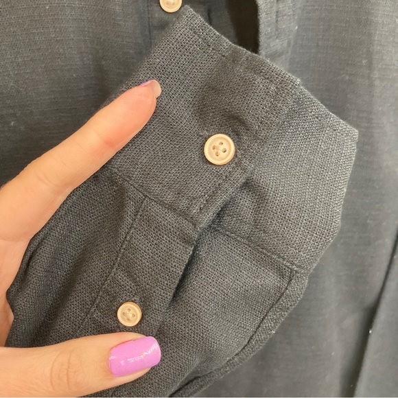 Men’s Zara long sleeve quarter button up cotton shirt black medium lightweight - Picture 3 of 6